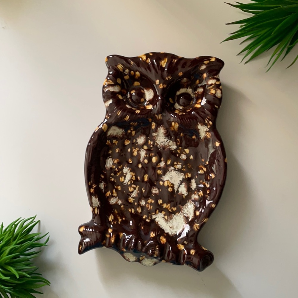 Vintage ceramic owl ash tray 1978